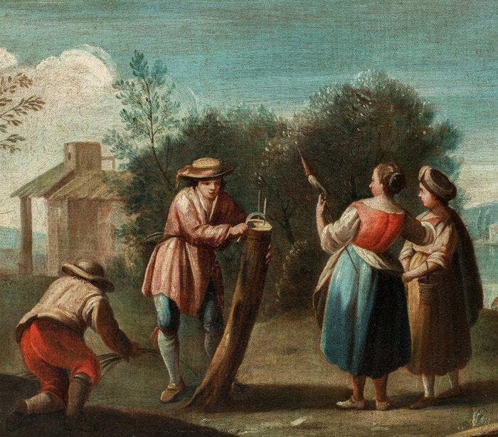 Domenico Pecchio (1687-1760), Attributed to - Bucolic Scene, Antiek en Kunst, Kunst | Schilderijen | Klassiek