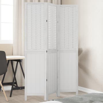 vidaXL Kamerscherm met 3 panelen massief paulowniahout wit, Verzenden, Nieuw