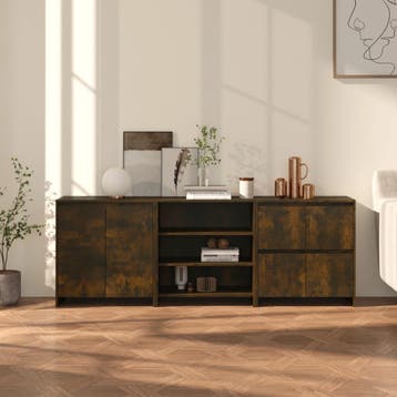 vidaXL 3 st Dressoirs bewerkt hout gerookt eikenkleurig, Verzenden