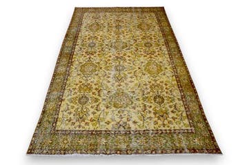 Geel vintage - Vloerkleed - 205 cm - 120 cm - met