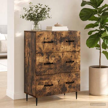 vidaXL Ladekast Gerookt eiken 66 x 34,5 x 89,5 cm Bewerkt, Verzenden, Nieuw