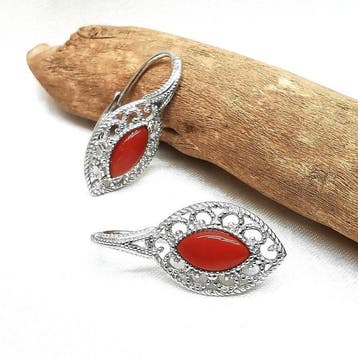 Koraal - Zilver - Oorbellen - Italiaans handwerk, Verzamelen