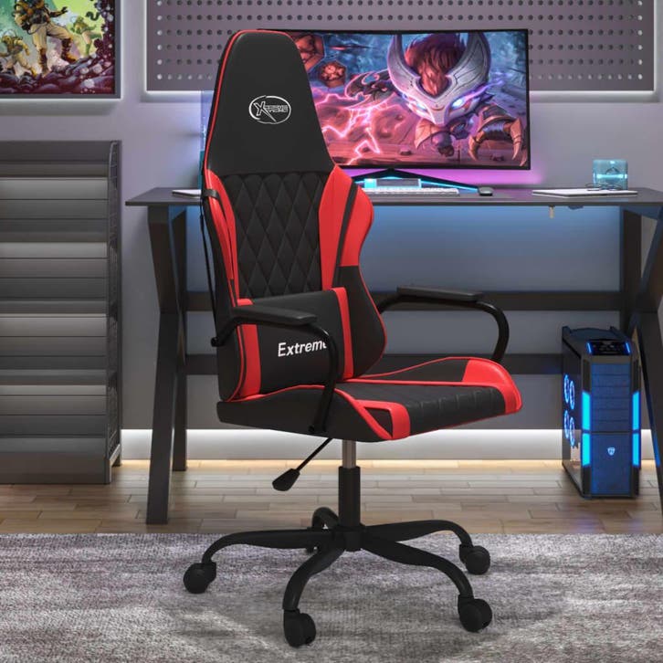 vidaXL Gamestoel kunstleer zwart en rood, Huis en Inrichting, Stoelen, Nieuw, Verzenden