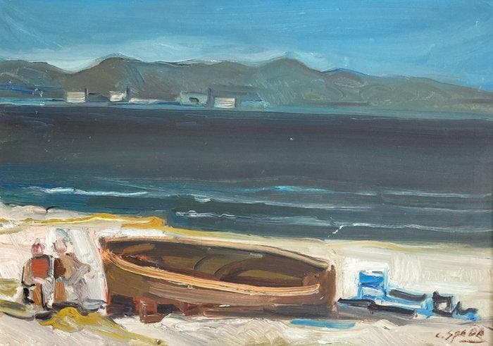 Costantino Spada (1922-1975) - Paesaggio Marittimo, Antiquités & Art, Art | Peinture | Classique