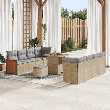 vidaXL Tuinbank Set met kussen 11 pcs Beige en Lichtgrijs, Tuin en Terras, Verzenden, Nieuw