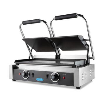 Grill contact - lisse - plaque de gril double - 2 x 22 cm -, Articles professionnels, Verzenden, Autres types