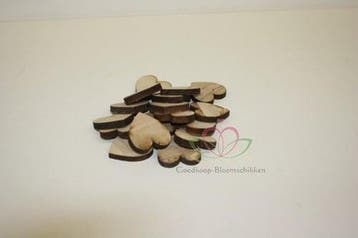Houten hartjes Naturel 3,5 cm 50 stuks zak, Nieuw