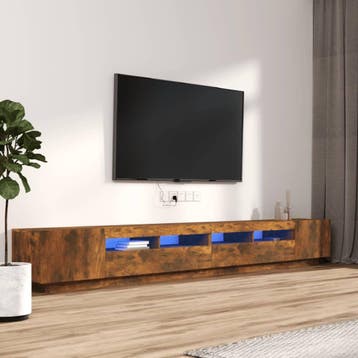 vidaXL 3-delige Tv-meubelset met LED bewerkt hout gerookt, Verzenden, Nieuw