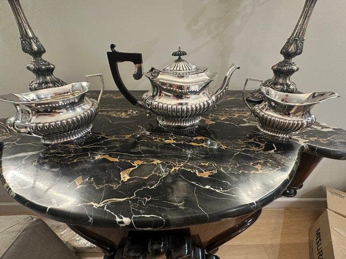 Gebak/taartset (3) - .925 zilver - Antiek theeservies 3, Antiek en Kunst, Antiek | Zilver en Goud