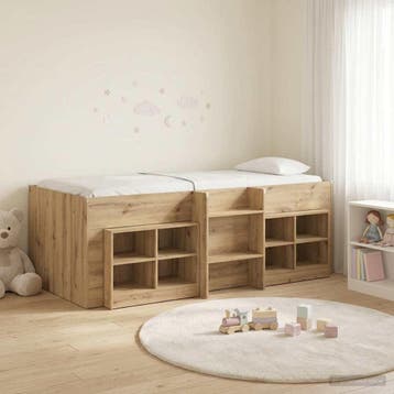 vidaXL Loft Bed Frame met Kast 3 st Artisanaal eiken Bewerkt, Verzenden, Nieuw