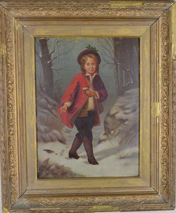 D.F. Wright (XIX), Attribué(e) à - Jongen in de sneeuw voert