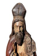 Beeld, Heilige Bisschop - 54 cm - Eik, Antiek en Kunst