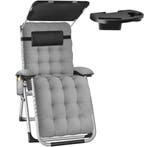 tectake Ligstoel Cloud II met zonnekap, opvouwbaar - lichtgr, Jardin & Terrasse, Verzenden