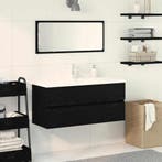 vidaXL Wastafel kabinet voor de badkamer Zwart Eiken 90 x 39, Verzenden, Nieuw