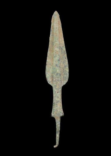 Bronstijd Brons Spearhead met Rat-trail Tang (Zonder, Antiek en Kunst