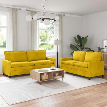 vidaXL bank / zetelstel 2 st Geel Fluweel, Verzenden