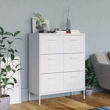 vidaXL Ladekast 80x35x101,5 cm staal wit, Verzenden