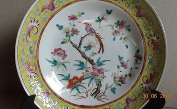 Bord - Porselein - Chinees - Vogels, Antiek en Kunst