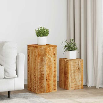 vidaXL Plantenstandaards 2 st massief mangohout, Verzenden, Nieuw