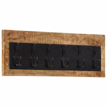 vidaXL Wandkapstok met 6 haken massief mangohout, Verzenden