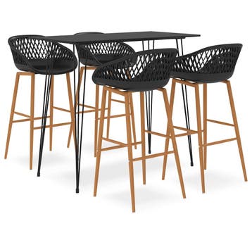 vidaXL 5-delige Barset zwart, Verzenden, Nieuw