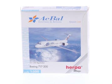 Schaal 1:500 Herpa 512756 Boeing 717-200 AeBal - Aeroline..., Ophalen of Verzenden, Zo goed als nieuw