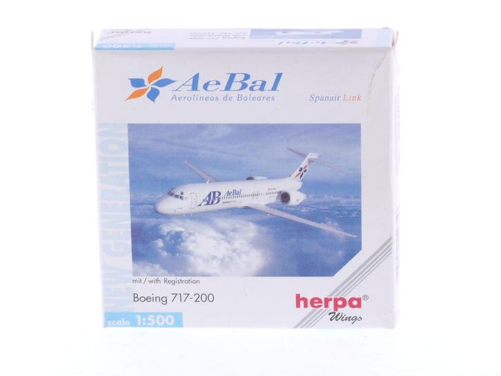 Schaal 1:500 Herpa 512756 Boeing 717-200 AeBal - Aeroline..., Hobby & Loisirs créatifs, Modélisme | Avions & Hélicoptères, Enlèvement ou Envoi