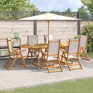 vidaXL 9-delige Tuinset massief acaciahout en textileen, Verzenden, Nieuw, Tuinset