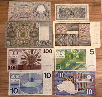 Nederland. - 8 Banknotes - Various Dates (Zonder