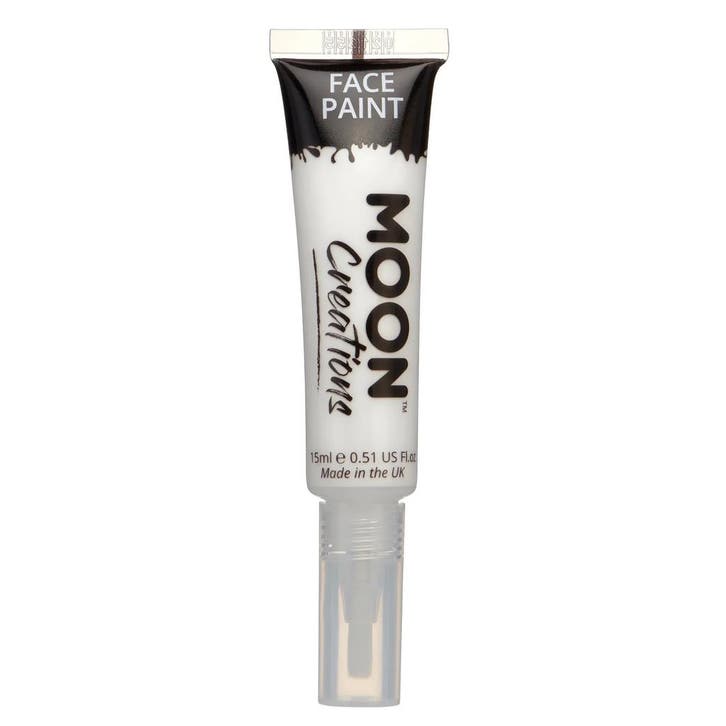 Moon Creations Face Paint with Brush Applicator White 15ml, Hobby en Vrije tijd, Feestartikelen, Nieuw, Verzenden