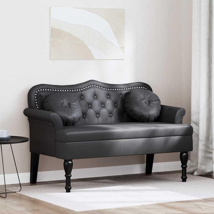 vidaXL Chesterfield Bank met kussen Zwart 120,5 x 65 x 75 cm, Huis en Inrichting, Overige Huis en Inrichting, Nieuw, Verzenden