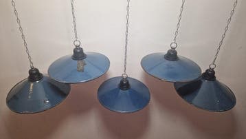Plafondlamp - Emaille, Staal - Geëmailleerde lamp 5 st.