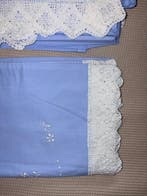 Laken (3) - 210 cm - 120 cm - Geborduurde lakenset, Antiek en Kunst