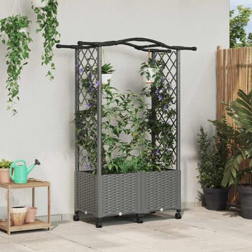 vidaXL Verhoogd Bed met Trellis en Dak Lichtgrijs 125 x 40 x, Verzenden, Nieuw
