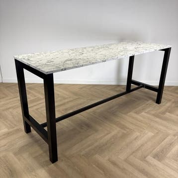sta-tafel 240x80 cm hoogte 110 cm, zwart - marmer, Gebruikt