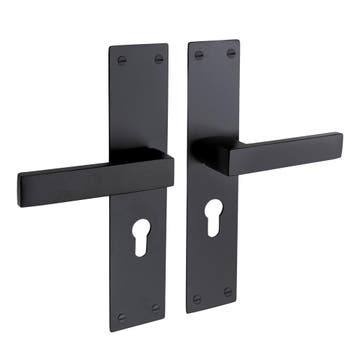 Deurklink Nova zwart met schild en cilindergat 55 mm - de..., Ophalen of Verzenden, Klink of Kruk