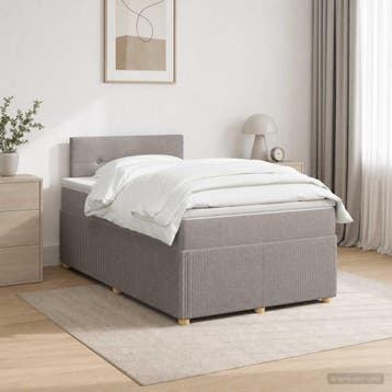 vidaXL Boxspringbed met matras met hoofdeinde Taupe 120 x, Verzenden