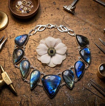 Métal - Collier - labradorite VintageCollier, Collections, Minéraux & Fossiles