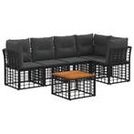 vidaXL Buiten bank set 6 pcs Zwart en Donker Grijs Polyester, Tuin en Terras, Verzenden, Nieuw