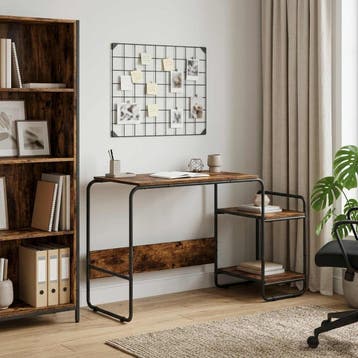 vidaXL Bureau met opslag Gerookt eiken 131,5 x 50 x 75,5 cm, Verzenden