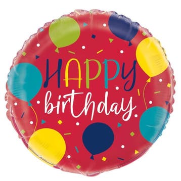 Helium Ballon Happy Birthday Ballonnen Rood 45cm leeg, Verzenden, Nieuw