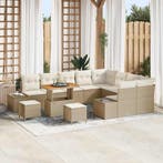 vidaXL Tuinbank Set met kussen met opslag 12 pcs Beige Poly, Verzenden