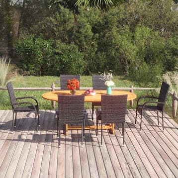 vidaXL 7-delige Tuinset poly rattan zwart, Verzenden, Nieuw, Tuinset