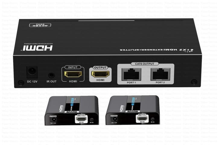 4K HDMI 2 poort extender + splitter over UTP  - Huismerk, Doe-het-zelf en Bouw, Elektriciteit en Kabels, Ophalen of Verzenden