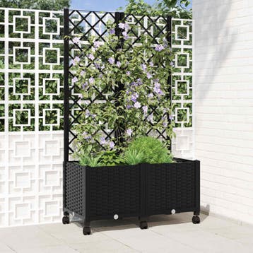 vidaXL Tuinsteker met schutting en wielen Zwart 80 x 40 x, Tuin en Terras, Verzenden, Nieuw