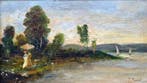 École impressionniste française (XIX-XX) - Rêverie au bord, Antiek en Kunst