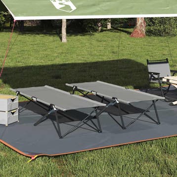 vidaXL Opvouwbaar Campingbed 2 pcs Grijs 206 x 76 x 74 cm, Verzenden, Nieuw