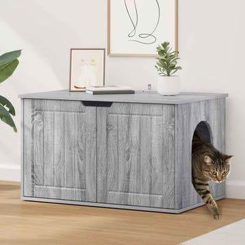 vidaXL Kattenhuis Grijs Sonoma 85 x 55 x 50,5 cm Bewerkt, Verzenden