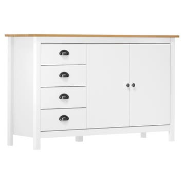 vidaXL Dressoir Hill 130x40x80 cm massief grenenhout wit, Huis en Inrichting, Verzenden, Nieuw
