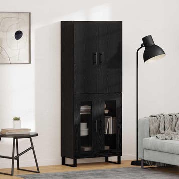 vidaXL Highboard 2 st Zwart Eiken 69,5 x 34 x 180 cm, Huis en Inrichting, Kasten | Dressoirs, Verzenden, Nieuw